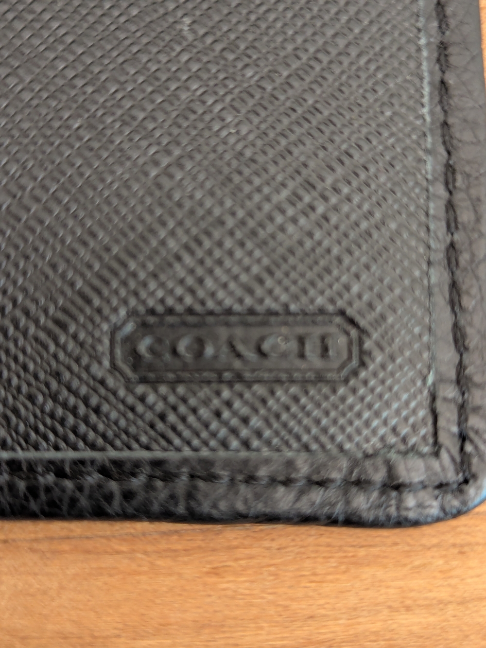 Coach Signature Checkbook Wallet Black White Canvas Leather Trim - Picture 6 of 7